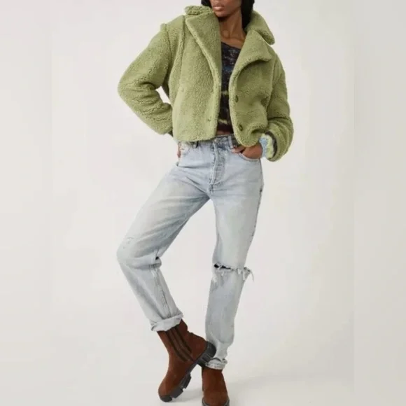 NWT Free People Oversized Green Jacket - Retail $198 - Super Soft & Warm - Picture 7 of 13